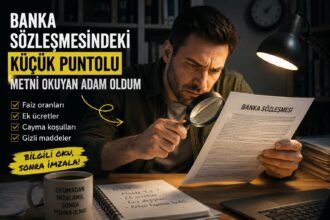 Banka sözleşmesindeki küçük puntolu metni okuyan adam oldum